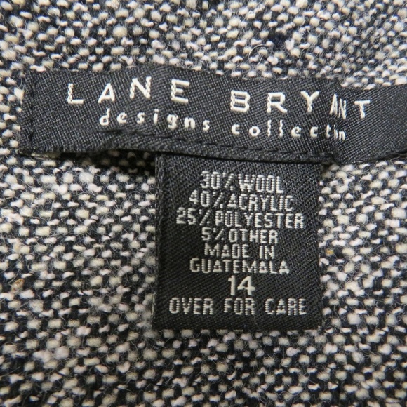 Lane Bryant Jacket Womens 14 Wool Blend Button Black Gray Collar Career Work - Picture 3 of 5